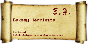 Baksay Henrietta névjegykártya