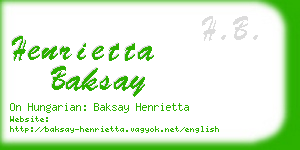 henrietta baksay business card